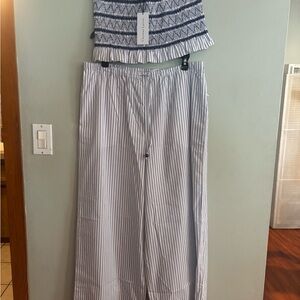 Christian Lacroix Blue and White Striped Set